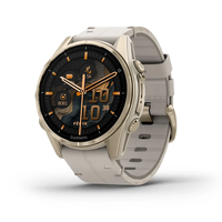 Смарт-годинник Garmin Fenix 8 – 43 mm, AMOLED Sapphire Soft Gold stainless steel with a fog gray leather band, plus a fog gray/dark sandstone silicone band