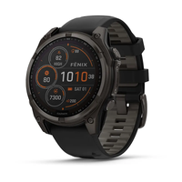 Смарт-годинник Garmin Fenix 8 – 47 mm, Solar Sapphire, Carbon Gray DLC Titanium with Black/Pebble Gray Silicone Band