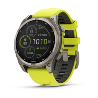 Смарт-годинник Garmin Fenix 8 – 47 mm, Solar Sapphire, Titanium with Amp Yellow/Graphite Silicone Band