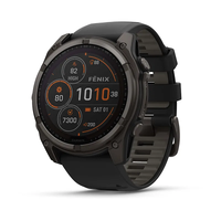 Смарт-годинник Garmin Fenix 8 – 51 mm, Solar Sapphire, Carbon Gray DLC Titanium with Black/Pebble Gray Silicone Band