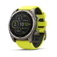 Смарт-годинник Garmin Fenix 8 – 51 mm, Solar Sapphire, Titanium with Amp Yellow/Graphite Silicone Band