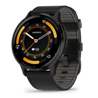 Смарт-годинник Garmin 3 Slate stainless steel bezel with black case and black leather band