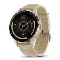Смарт-годинник Garmin Venu 3S Soft Gold Stainless Steel Bezel 41 MM With French Grey Case And Leather Band Watch