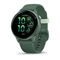Смарт-годинник Garmin vivoactive 6 Metallic Jasper Green з Jasper Green зеленим силіконовим ремінцем