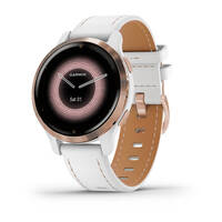 Спортивные часы Garmin Venu 2S Rose Gold Stainless Steel Bezel with White Case and Leather Band