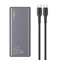 Зовнішній акумулятор (павербанк) Usams 30000 mAh 65W Silver + Кабель PD Type-C 100W